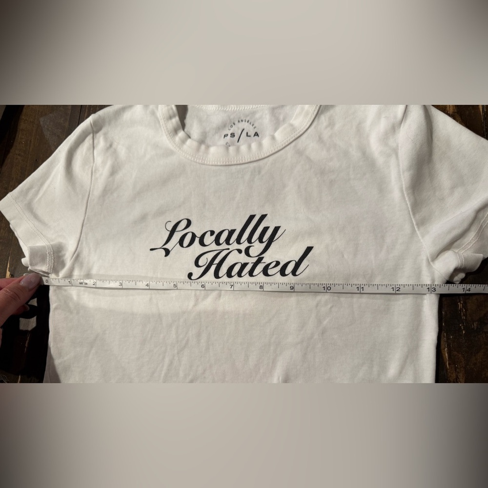2 Women XS Tees: PS LA California White "Locally Hated" & green White Fable - Picture 6 of 14